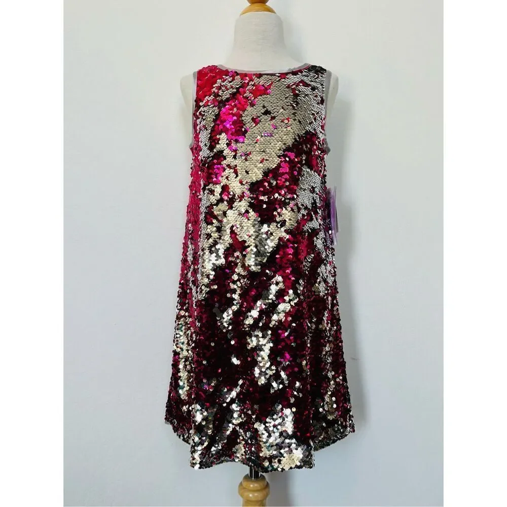 NEW Lavender by Us Angels Girls 7/8 Reversable Sequin Sleeveless Party Dress